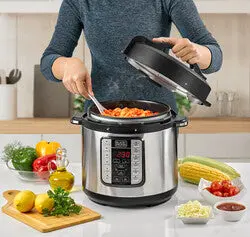 BLACK+DECKER PCP1000-B5 6L Pressure Cooker, Stainless Steel - 1000W - Image 3