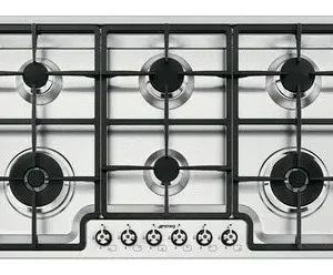 SMEG PGF962 6 Gas Built In HOB, 2 Dual WOKS Stainless Steel - 90CM