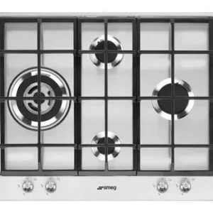 SMEG PX164L 4 Gas Built In HOB WOK, Cast Iron, Stainless Steel - 60CM