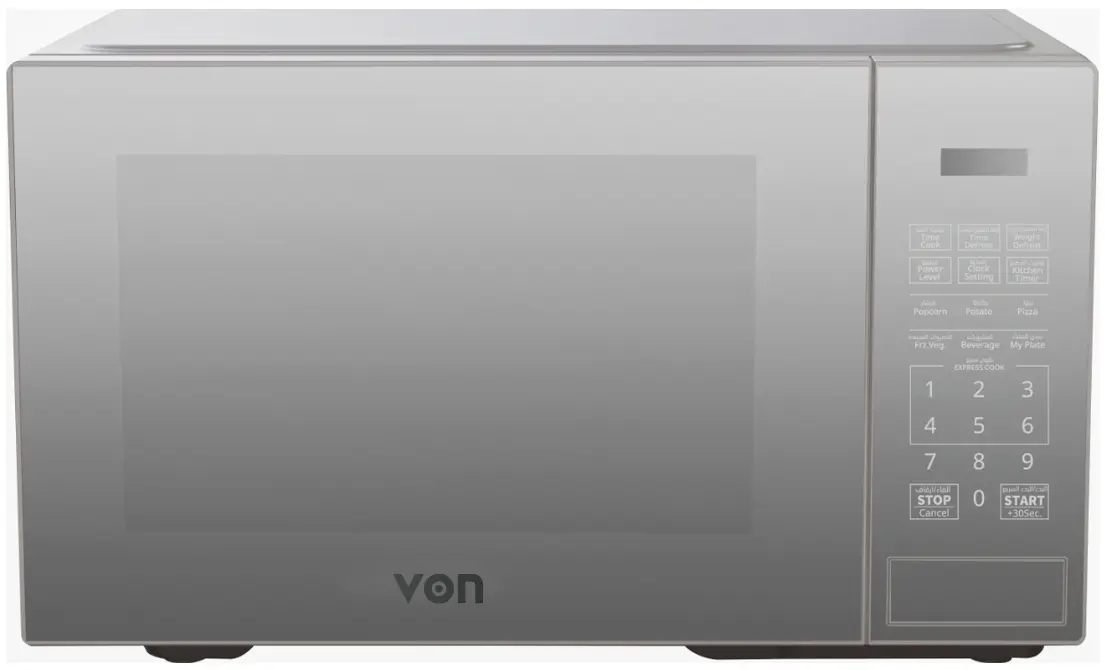 VON VMS-306DMSM Digital Solo Microwave Oven - 30L Silver Mirror