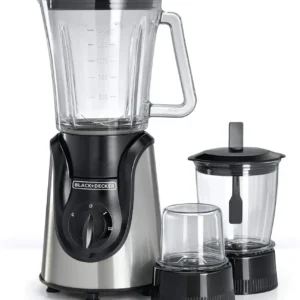 BLACK+DECKER BX600G-B5 Blender with Grinder, Mincer, Glass Jar 1.5L - 600W