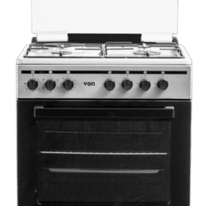 VON VCF664041FSY Freestanding Cooker – 4 Gas Burners + Electric Oven, Thick Enamel Pan Support, Flame Failure Device