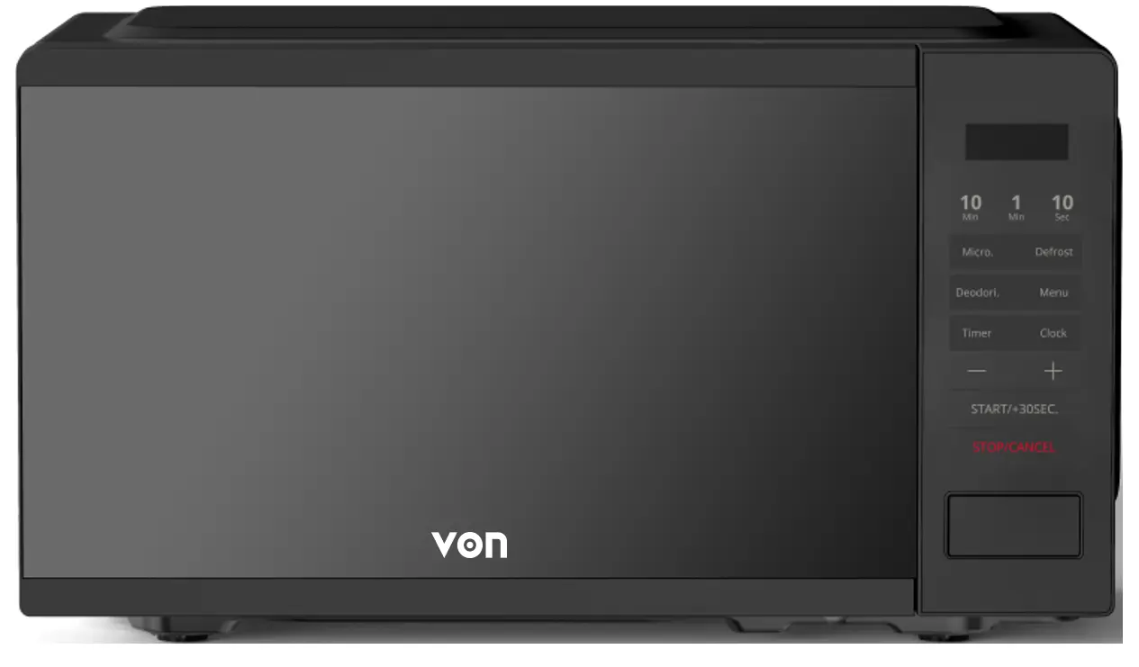 VON VMS-206DMKM Digital Solo Microwave Oven - 20L Black Mirror