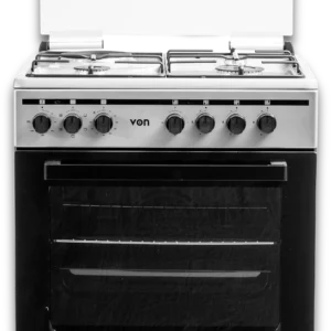 VON VCF653151FSY Freestanding Cooker – 3 Gas + 1 Electric Burners, Thick Enamel Pan Support, Flame Failure Device