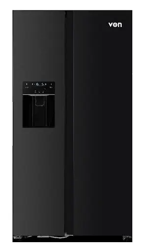 Von VRZ-520NVAK Side by Side Fridge, 513L Inverter, Dark Inox - Black